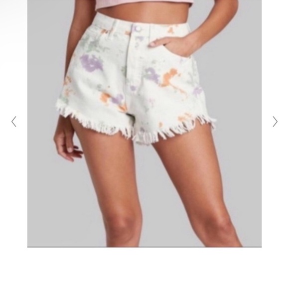 Wild Fable High Rise tie dye Cut Off Jean/denim shorts Sz 10/M white - Picture 1 of 13
